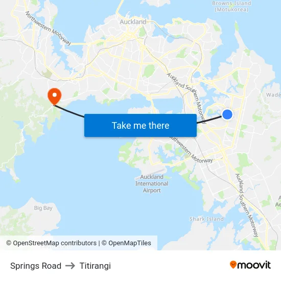 Springs Road to Titirangi map