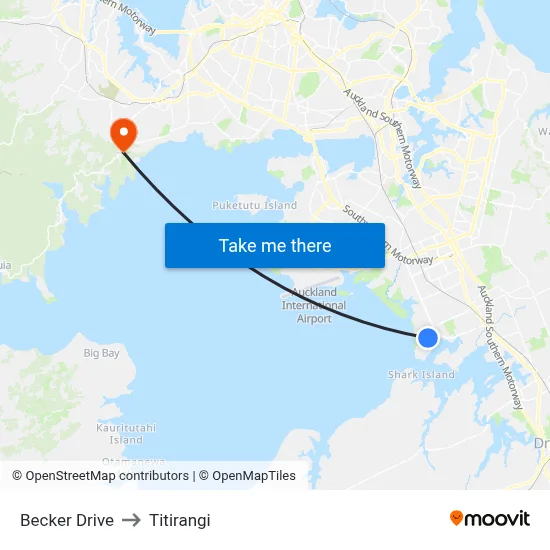 Becker Drive to Titirangi map