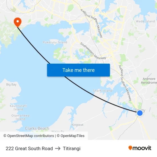 222 Great South Road to Titirangi map