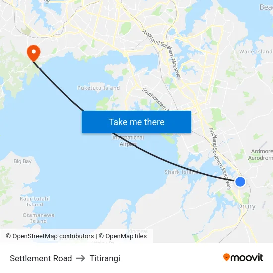 Settlement Road to Titirangi map