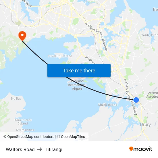 Walters Road to Titirangi map