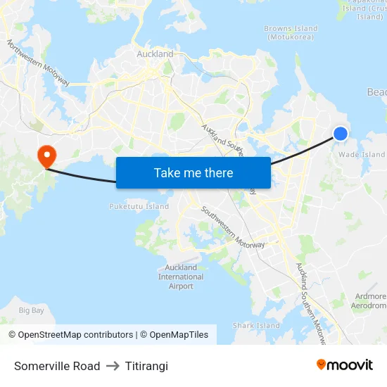 Somerville Road to Titirangi map
