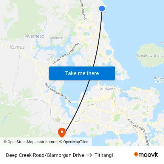 Deep Creek Road/Glamorgan Drive to Titirangi map
