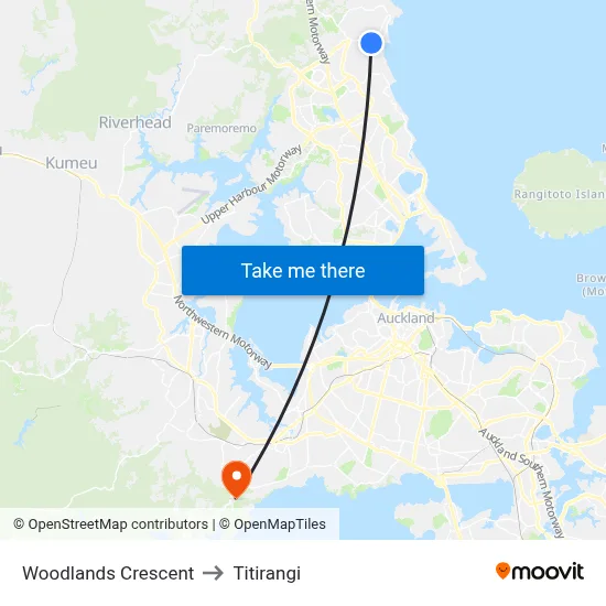 Woodlands Crescent to Titirangi map