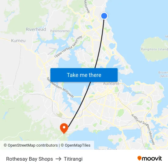 Rothesay Bay Shops to Titirangi map