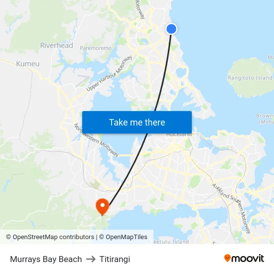 Murrays Bay Beach to Titirangi map