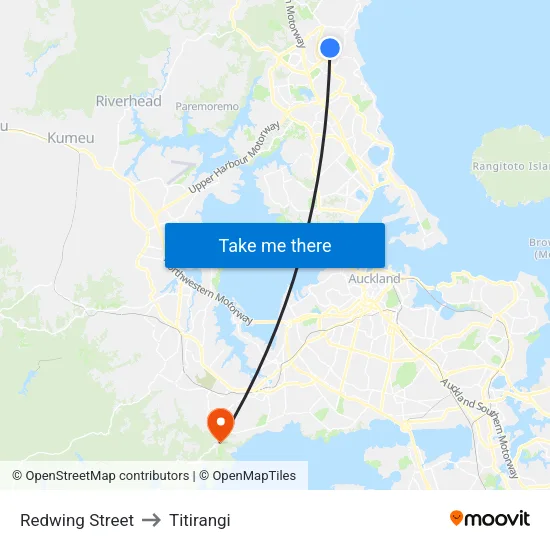 Redwing Street to Titirangi map