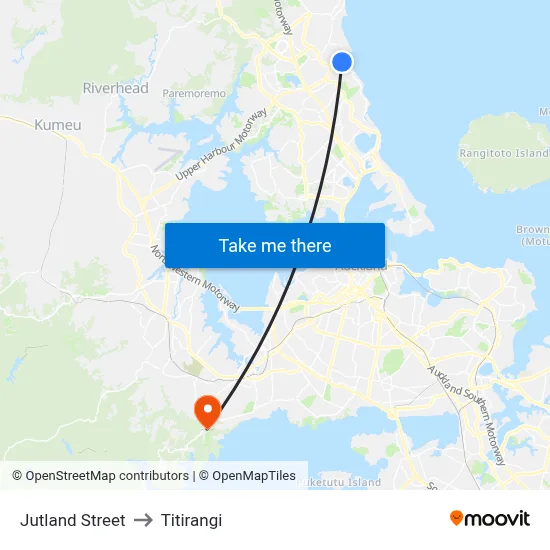 Jutland Street to Titirangi map