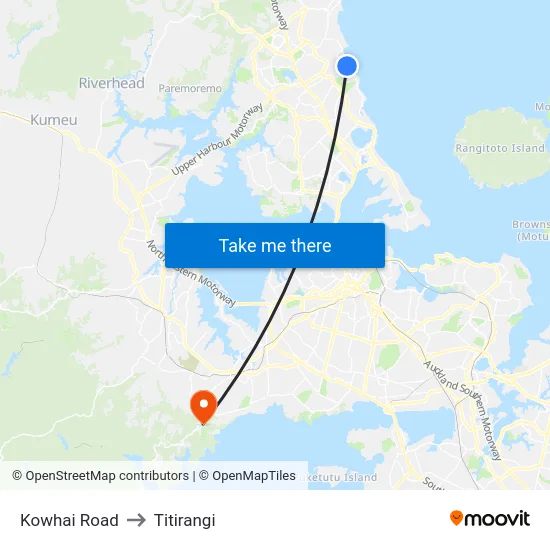 Kowhai Road to Titirangi map