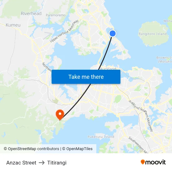Anzac Street to Titirangi map