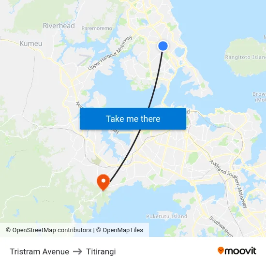 Tristram Avenue to Titirangi map