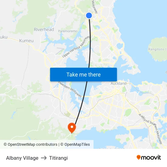 Albany Village to Titirangi map