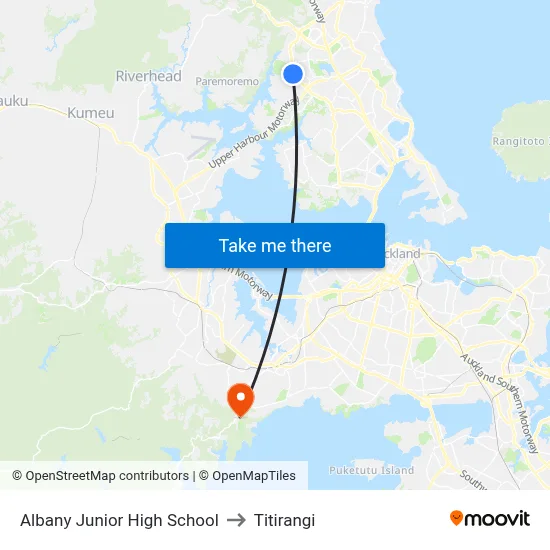 Albany Junior High School to Titirangi map