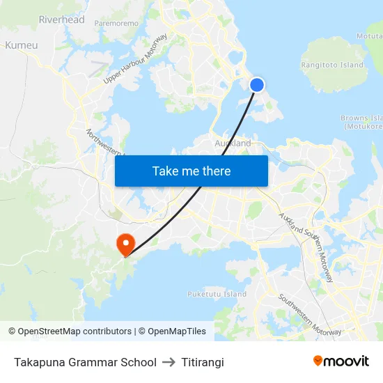 Takapuna Grammar School to Titirangi map