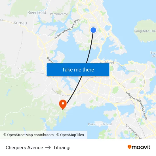 Chequers Avenue to Titirangi map