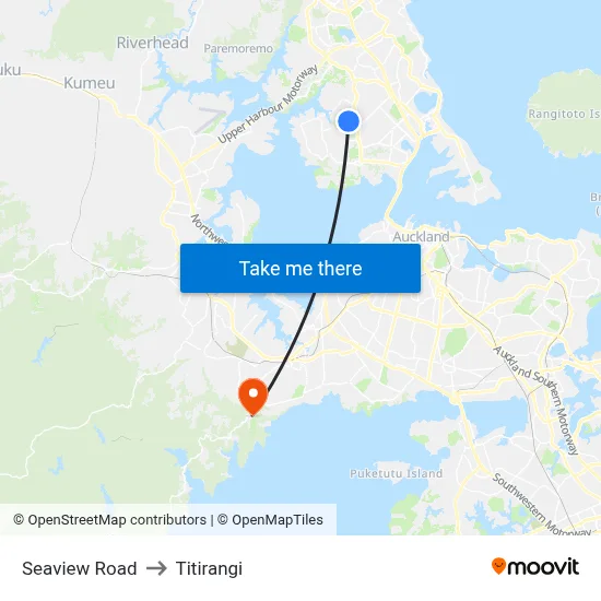 Seaview Road to Titirangi map