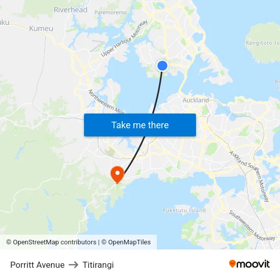 Porritt Avenue to Titirangi map