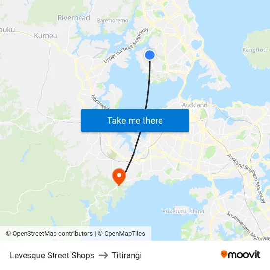 Levesque Street Shops to Titirangi map