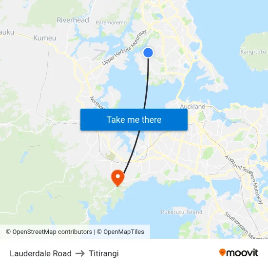 Lauderdale Road to Titirangi map