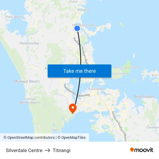Silverdale Centre to Titirangi map