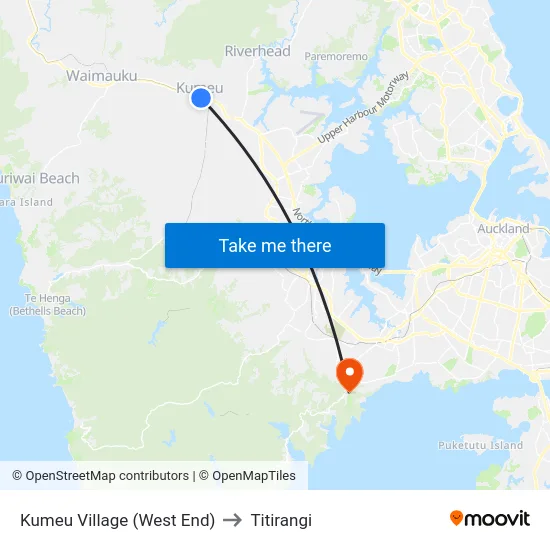 Kumeu Village (West End) to Titirangi map