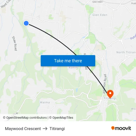 Maywood Crescent to Titirangi map