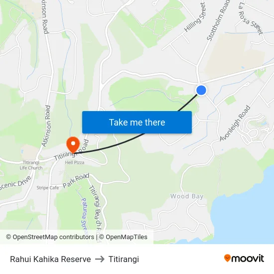 Rahui Kahika Reserve to Titirangi map