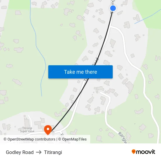 Godley Road to Titirangi map