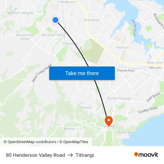 80 Henderson Valley Road to Titirangi map