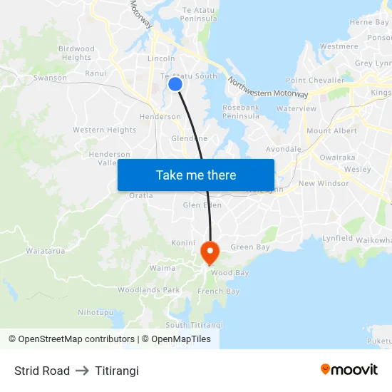 Strid Road to Titirangi map
