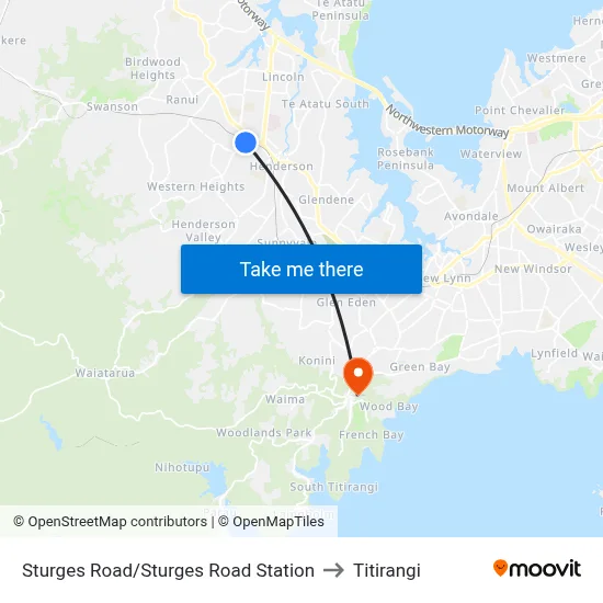 Sturges Road/Sturges Road Station to Titirangi map