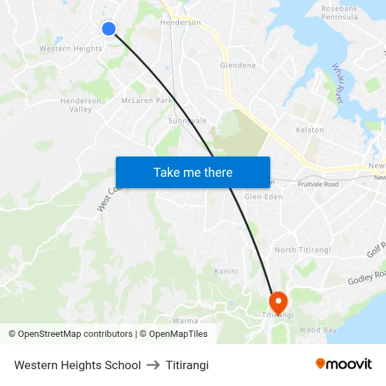 Western Heights School to Titirangi map
