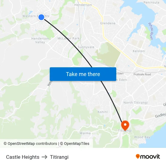 Castle Heights to Titirangi map