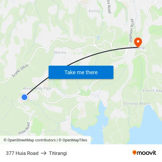 377 Huia Road to Titirangi map