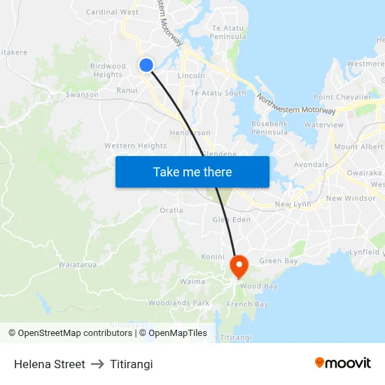 Helena Street to Titirangi map