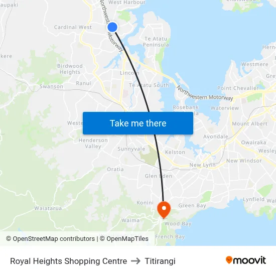 Royal Heights Shopping Centre to Titirangi map