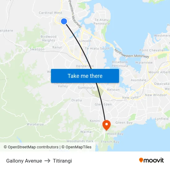 Gallony Avenue to Titirangi map