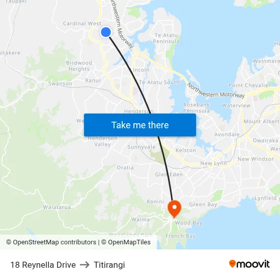 18 Reynella Drive to Titirangi map