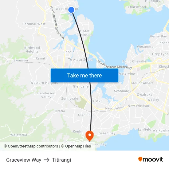 Graceview Way to Titirangi map