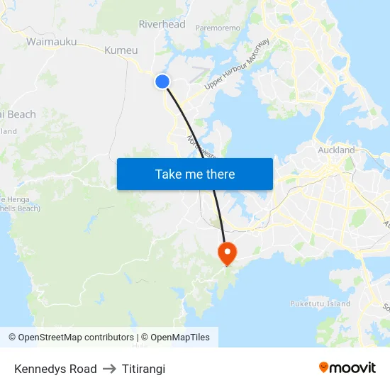 Kennedys Road to Titirangi map