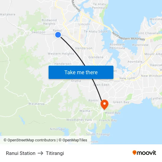 Ranui Station to Titirangi map