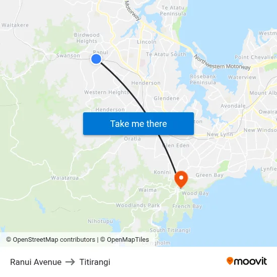 Ranui Avenue to Titirangi map