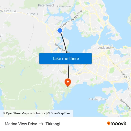Marina View Drive to Titirangi map