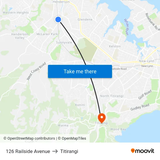 126 Railside Avenue to Titirangi map