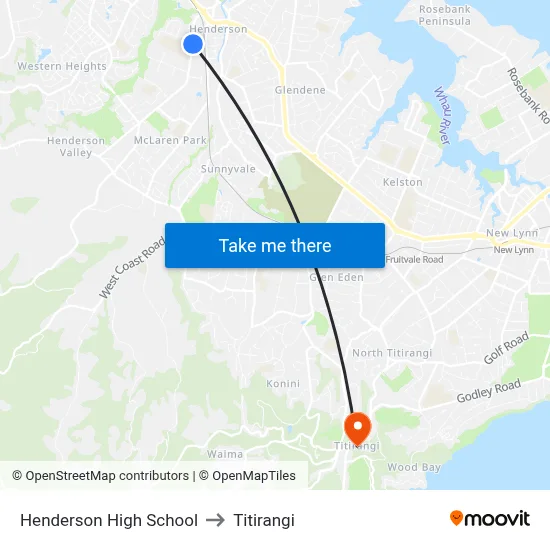 Henderson High School to Titirangi map