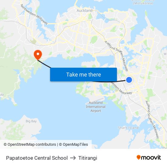 Papatoetoe Central School to Titirangi map