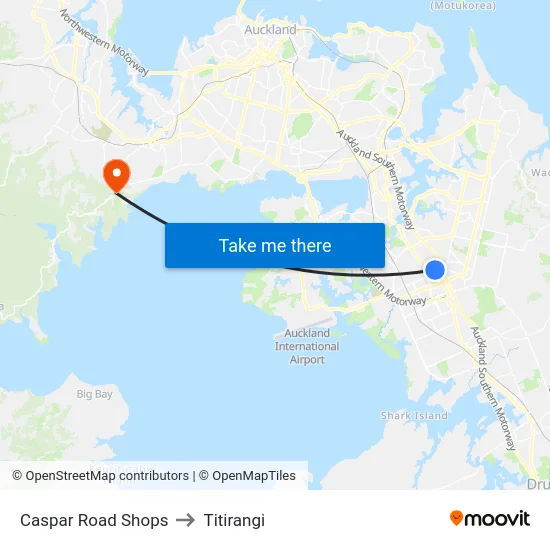 Caspar Road Shops to Titirangi map