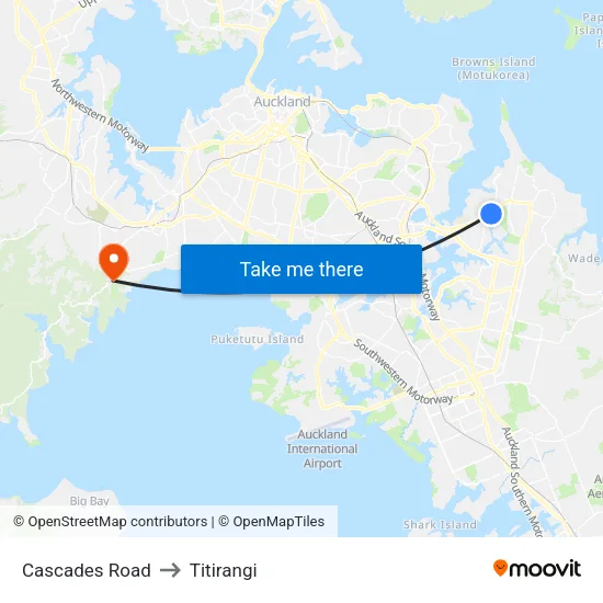 Cascades Road to Titirangi map