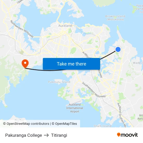 Pakuranga College to Titirangi map