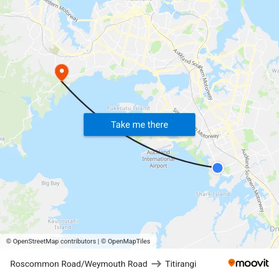 Roscommon Road/Weymouth Road to Titirangi map